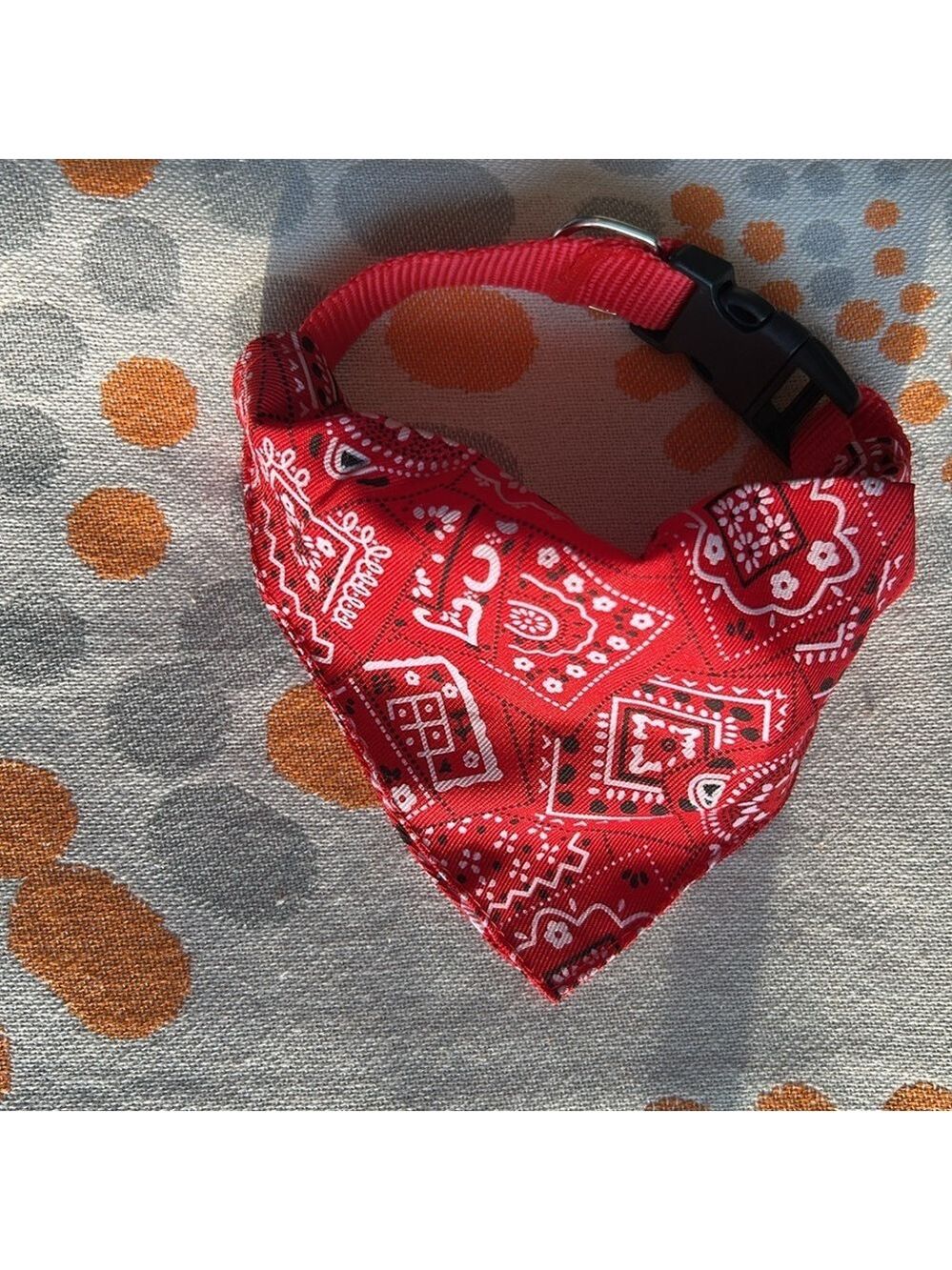 Red Bandana Red Dog Collar Adjustable Custom Made for Dog Leashes.